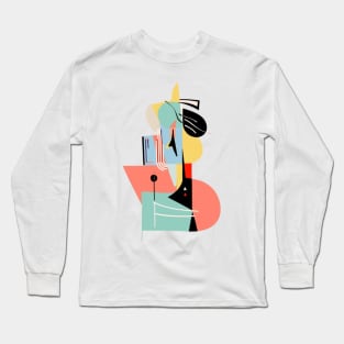 Picasso Style Cat and Dock Long Sleeve T-Shirt